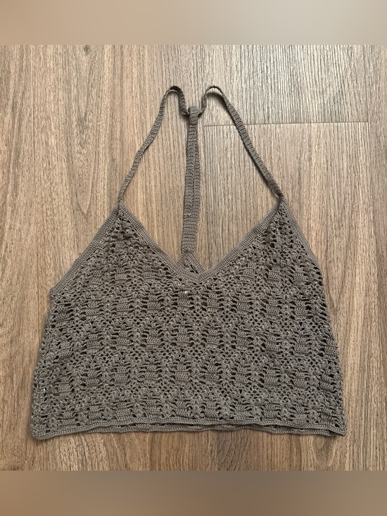 Chan Luu Tops - Chan luu small Crochet Halter Crop Top in Taupe